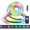 KISUFU Striscia LED WS2812B, USB 5V RGB Neon Striscia luminosa LED, 7X13MM 33 LEDs/m Colore IP67 impermeabile LED Nastro Con USB 24 chiave IR Bluetooth Music Controller per la decorazione interna esterna.