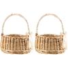 HEIHAK 2 cestini per fiori in rattan, 15 × 19 cm, con manici e nastro bianco, cesto in vimini intrecciato a mano, uova e caramelle per feste di nozze