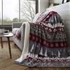 Happy Linen Company Plaid in pile sherpa - fantasia invernale scandinava - bordeaux - effetto finta pelliccia - large