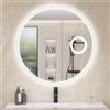 STARLEAD Specchio da bagno rotondo da 80 cm, con illuminazione, Bluetooth, lente d'ingrandimento 5x