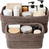 FARYODI Set di 2 cestini portaoggetti impilabili in corda di cotone intrecciata per asciugamani, cosmetici, giocattoli, gioielli, piccoli oggetti (marrone)