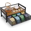 BOKIOVIN Metallo Porta Tisane The Bustine con 8 Scomparti,Scatola Organizers Tisane con Cassetto,Nero