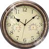 ACCSHINE 30cm Orologio da Parete Impermeabile per Esterni - con Termometro e Igrometro Orologio da Parete Senza Ticchettio Silenzioso Quarzo a Batteria Grande Deco da Giardino (Bronzo dorato, 30cm)