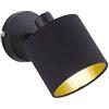 meineWunschleuchte Reality Leuchten - Faretto da parete orientabile a 1 luce LED dimmerabile con paralume in tessuto, colore nero interno oro