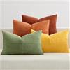 EMEMA Fodere per cuscino in cordisami, set da 4 pezzi, patchwork, fodera per cuscino decorativo 30x50 cm, cuscino decorativo per divano, poltrona, soggiorno, camera da letto, arancio-verde serie