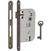 Thirard Serratura Patent da incasso 70mm x 50mm, reversibile, piastra tonda, richiamo 1/2 giro 1 chiave, bronzo - THIRARD