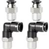 TAILONZ PNEUMATICI Raccordi a gomito e diritti combinati 12 mm di diametro esterno del tubo x 1/4 di pollice di filettatura BSP da collegare PC12-02+PL12-02(confezione da 4)