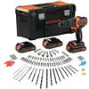 BLACK+DECKER BDCHD181B3A Trapano a pistola Foratura, Trapano a percussione, Svitatore 2,5 cm, 1 cm, 40 Nm