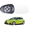 Hebstw Vetro di ricambio per specchietto retrovisore anteriore destro con piastra di supporto per Seat Leon 2011-2013