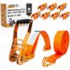 KODIAK STRAPS 8 Cinghie di Tensione 8m x 4000kg con Cricchetto e Ganci - Cinghie a Cricchetto da 50mm - Cinghia Arancione per la Sicurezza del Carico - Certificato TÜV/GS e secondo DIN EN 12195-2 - KODIAK STRAPS
