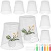 eROOSY 10 coperture protettive per piante in filo di pollo, cloche da giardino, gabbie per piante, protezione da giardino per tenere fuori il pollo di coniglio, con 30 picchetti e 20 etichette (bianco