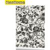 Brangdy Inchiostro rosa carta da parati autoadesiva acquerello nero floreale rimovibile buccia e bastone carta da parati per le decorazioni della parete dell'armadio della camera da letto