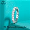 ANU JEWEL AnuJewel 3mm Princess Cut D Colore Moissanite Eternity Band 925 Sterling Silver 18k placcato oro Anelli di nozze Commercio all'ingrosso di gioielli