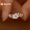 NeeTim Anelli NeeTim 1CT in Moissanite, Fedi Nuziali Scintillanti per Donne, Anelli di Fidanzamento in Argento Sterling 925 con Placcatura in Oro Bianco