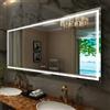 NONE Specchio da bagno a LED illuminato Jumbo, luci anteriori e retroilluminate, montaggio a parete, specchio cosmetico antiappannamento touch