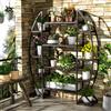 NONE Scaffale per piante a forma di mezzaluna, scala multiiter, portafiori da giardino per giardino domestico, stile industriale