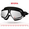 Copozz Occhialini da nuoto miopi Impermeabili Antiappannamento Occhiali UV Maschera da nuoto per miopia sportiva unisex con montatura grande a specchio in silicone