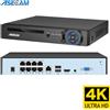 ASECAM Videoregistratore NVR 4k Ultra HD POE Onvif H.265 48V Telecamera IP con rilevamento facciale Sistema CCTV Telecamera di sorveglianza di sicurezza di rete P2P