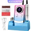 DianaBeauty Kit professionale per trapano per unghie portatile elettrico da 45000 giri/min ricaricabile per strumento domestico per salone di manicure per rimozione smalto gel per unghie