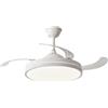NARVI Ventilatore da soffitto NARVI Bianco, 3 pale retrattili trasparenti, Motore DC, Luce LED 45W x2, Dimmerabile in intensità e colore, con Memoria e Telecomando. RIF. EDIMBURGO 1854 WH