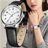 LIGE Orologio da donna al quarzo da donna dal design semplice in bianco e nero, cinturino in pelle casual, orologio da regalo con braccialetto femminile impermeabile