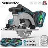 YOFIDRA Sega circolare elettrica senza spazzole da 6 pollici Utensile da taglio per tubi in legno PVC portatile con profondità di taglio di 55 mm per perno batteria Makita