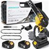 NONE Mini motosega a batteria da 6 pollici con 2 batterie, motosega portatile con blocco di sicurezza, piccola motosega elettrica per taglio del legno e potatura degli alberi