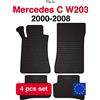 Wielganizator Tappetini auto in gomma per berlina Mercedes C W203, station wagon (2000-2008) -Nero, adatto (4 pezzi)