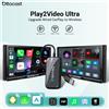 OTTOCAST Play2Video Ultra Box AI Wireless CarPlay per Streaming Video in Auto, YouTube, Netflix, IPTV, Plug&Play per CarPlay Cablato di Fabbrica