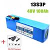 Ddadache Nuova batteria al litio 48V 100000mAh 2000W 13S3P, pacco batterie agli ioni di litio per kit BAFANG 54.6V 750W 2000W, con BMS integrato da 20A e caricabatterie
