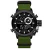 NONE Orologi da polso multifunzione impermeabili da 30 m, orologio sportivo militare da uomo, con cronografo, sveglia, data, luce digitale a LED, nero