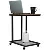 WOLTU Tavolino da caffè WOLTU a forma di C, tavolino laterale su ruote con ripiano portaoggetti a griglia, tavolino industriale per laptop, comodino con struttura in metallo