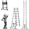 NONE Scala telescopica in alluminio da 1,9 m (1,9 m + 1,9 m), pieghevole, adatta per lavori di costruzione, magazzini e lavori domestici
