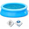Piscina Fuoriterra Rotonda 240x63 cm Gonfiabile Prompt Set Avenli Azzurra Autoportante con Pompa Filtro 1136lt/h