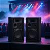 NONE Ces 2 Altoparlanti Passivi Professionali da Palco 800W Neri, Dimensioni 28,5 X 24,5 X 47 cm, Dotati di Woofer da 8 Pollici e Tweeter di Precisione. Cassa robusta con maniglia e protezioni angolari,