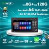 wondefoo Autoradio Android 15 con Carplay Wireless, Stereo con Schermo da 7'' per Audi A4 B6 S4 B7 RS4 Seat Exeo 2002-2008, Lettore Multimediale per Auto