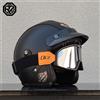 orz Casco Moto Retrò ORZ in Pelle PU 3/4, Casco Scooter Mezzo Integrale per Adulti, Estivo Quattro Stagioni, Omologazione DOT