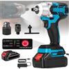 DWiusty Avvitatore a impulsi brushless da 520 N.m, 1/2'' senza fili, velocità variabile 0-4200 giri/min, 3800 IPM con albero in acciaio al tungsteno e batteria da 4000 mAh per riparazioni auto/costruzioni