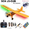WLTOYS Aereo RC A160 J3 CUB Aggiornato, Pronto al Volo, con Motore Brushless 1406, Luci LED, Acrobazie 3D, Stabilizzazione Automatica 6G, Modello Piper J3 Cub