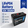 ? Batteria LiFePO4 12V 150Ah a ciclo profondo, batteria di ricambio per UPS, ecoscandaglio per kayak, sistema solare, veicoli elettrici per bambini, scooter, camper, barca.