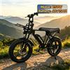 Bicicletta Elettrica AtlasTrek V8 MAX con Motore 250W, Batteria 48V15AH, Freni Idraulici, Pneumatici Fat 20*4 Pollici per Tutti i Terreni