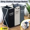 NONE Cesto Portabiancheria Sporca a 1/3 Scomparti, Borsa Contenitore Impermeabile in Oxford, Organizer Domestico Pieghevole Portatile per Vestiti e Giocattoli