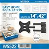 NONE Supporto da Parete per TV WETECH W5522 a Doppio Braccio, Compatibile con TV da 14-42 Pollici, Carico Massimo 50kg ±15 ° Supporto inclinabile in metallo per monitor a schermo piatto VESA