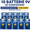 VARTA Confezione da 10 Varta Superlife 9 V 6F22, batterie saline E-Block in blister singolo per dispositivi compatibili, casa, ufficio e uso quotidiano