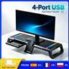 ELOOLE Supporto per monitor da gioco RGB pieghevole, supporto ergonomico per schermo con hub USB a 4 porte (USB3.0+3×USB2.0), cassetto portaoggetti e supporto per telefono per PC portatile