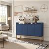 Comanlai Mobile Multiuso Blu, Cassettiera in Stile Minimalista, Mobile Buffet Moderno con 4 Ante, Larghezza 120 cm, Credenza per Sala da Pranzo, Soggiorno, Cucina
