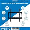 NONE Supporto a Parete per TV Fisso WETECH W5510, Adatto per TV a Schermo Piatto da 26‑63 Pollici, Capacità di Carico Massima 50KG, Supporta VESA 200x200 200x400 300x300 400x400mm, Supporto TV da Parete