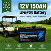 Batteria al litio-ferro-fosfato a ricarica rapida 12V 150Ah, ampiamente utilizzata in UPS, kayak da esplorazione, ricarica di pannelli solari, auto giocattolo elettriche, scooter elettrici, camper,