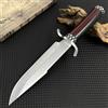 Gdekls Coltello da collezione artigianale in acciaio inossidabile con incisione a onda d'acqua, manico in legno laminato rosso e nero, guardia a croce in metallo curvo, fodero in tessuto Oxford con cuciture