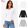 NONE T-shirt basic da donna a maniche lunghe con scollo rotondo